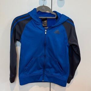 Adidas Kids Blue and Dark Grey Full Zip Hoodie